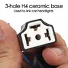 Belysningssystem H4 Ceramic Socket Adapters Car Bulb Lamphållare Koppartråd Kvinnlig plugganslutning Tre hålseln