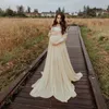 Mode Vrouwen Lace Splice Moederschap Pography Trailer Lange Mouw Jurk voor Poshoot Zwangerschap Avond Es 240129