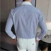 Heren overhemden 2024 lente hoge kwaliteit zakelijke shirts met lange mouwen/mannelijke slim fit revers kantoor hombre casual chemise de luxe