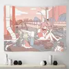 Tapestries Japanese Anime Girl Pink Tapestry Cute Wall Hanging Kawaii Y2K Aesthetic Room Decor Home Bedroom Dorm Decoration 75x58cm