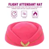 Berets Women Stewardess Hat Felt Flight Attendant Costume Air Hostess For Cosplay Band Musical Performance (Rosy Beret