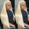 250% 32 40 tum 613 Blond rak 136 spets frontala peruk brasiliansk färgad lyselös för kvinnor 134 Front Human Hair Wigs 240127