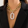 Choker IngeSight.Z Punk Thick Edge O-shaped Metal Pendant Necklace For Women Exaggerated Mixed Color Chunky Cuban Collar