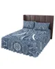 Sängkjol Mandala Elephant Blue Bohemian Elastic Fitted Bed Stread med kuddväskor Madrass Cover Bedding Set Sheet