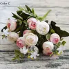 Decoratieve Bloemen 13 Hoofden Kleine Zijden Kunstpioen Flores Fleur Artificielles Camellia Voor Thuis Kerstdecoratie Nep Bloem Bouque