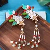 Haarspeldjes Witte Jade Fringe Clip 1 Paar Parel Kwastje Bloemen Haarspeld Vintage Meisjes Tiara's Fee Cheongsam Barrette Oude Hoofd Sieraden