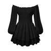 Women's Shorts Long Sleeve Romper Off The Shoulder Ruffle Hem A-Line Flowy Boho Cute Mini Short Jumpsuit