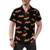 Men's Casual Shirts Black BAT Loose Shirt Male Beach Halloween Print Summer Design Short Sleeve Stylish Oversized Blouses