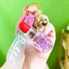 Keychains Creative Lipstick Oil Liquid Keyring Colored Bubble Bead Floating Drift Bottle Keychain Women Bag Pendant Keyholder smycken gåva