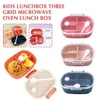 Naczynie obiadowe lunchbox Three Grid Mikrofalowa pudełko na lunch kreskówka do biura studenckiego bento pojemnik do przechowywania W6I1