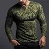 Grafisch Reliëfpatroon Mode Dagelijks Casual Heren 3D Print Henley Shirt T-shirt Lange Mouw Lente Herfst Kleding 240130