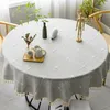 Plaid Cotton Linen Round Tablecloth Wedding el Banquet Cloth Table cover Indoor Dining Room Kitchen Outdoor Decoration 240127
