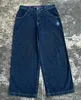 Poker gráfico bordado baggy jeans y2k perna larga azul vintage streetwear denim calças goth hip hop homens mulher calças 240122