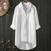 Feminino branco protetor solar camisa verão moda vneck joker manga comprida tshirt cardigan casaco fino senhoras solto topo s5xl 240129