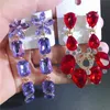 1020PiarsLot Colorful Glass Rhinestone Long Dangle Stud Earrings For Women Water Drop Shaped Jewelry Accessories Party Gifts 240124