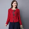 Vêtements ethniques Style chinois Femmes Blouses 2024 Coton Lin Chemises Dames Tops Casual Vintage Manches Longues Tang Costume 12202