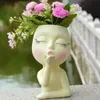 Meninas rosto cabeça flor plantador planta suculenta recipiente pote vaso de flores decoração para casa ornamento mesa decoração do jardim 240131