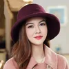 2023 Ladies Winter Bucket Hat Mother Outdoors Warm Wool Snow Hat Women Good Quality Elegant Fedora 240127