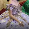 핑크 퀸 시아 나라 드레스 오프 어깨 코르셋 볼 가운 아플리케 레이스 화려한 3D 나비 텔룰트 16 vestidos de 15 anos