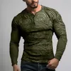 Grafisch Reliëfpatroon Mode Dagelijks Casual Heren 3D Print Henley Shirt T-shirt Lange Mouw Lente Herfst Kleding 240130