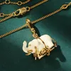 Pendentif Colliers Européens et américains Marque à la mode Émail Coloré Glaze Blanc Ouvrable de bon augure Elephant Light Sac de luxe