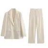 UNIZERA Autumn and Winter Womens Wear Versatile Wrinkle Effect Suit Coat High Waist Straight Trouser Set 240124