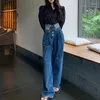 Jean femme avec poches bleu pantalon droit taille haute S pantalon pour femme vente en gros élégant Stretch bonne qualité Emo