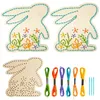 6PC Easter Eggs Rabbits Wood Cross Stitching Tree Decorations Childrens Easter Crafts Diy Easter Decoration Aktiviteter 240210