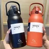 Thermo-Wasserflasche mit großem Fassungsvermögen und Trinkhalm, Edelstahl-Thermo-Gym-Vakuumflasche, kalter und isolierter Becher 240130