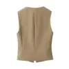 Taop Za début du printemps produit femmes mode décontracté simple boutonnage gilet taille haute pantalon plissé ensemble 240127