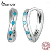 Hoop Earrings Bamoer 925 Sterling Silver Blue Turquoise Wave Ear Buckles Geometric Circle For Women Platinum Plated Fine Jewelry