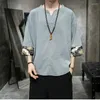 Этническая одежда, летняя мужская хлопково-льняная блузка, футболка с коротким рукавом, традиционная китайская одежда, мужской костюм Ханфу Тан, уличная одежда, футболки, топы