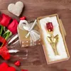 Decorative Flowers Valentine'S Gift Mini Crystal Rose Artificial Flower With Metal Rod Branch Wedding Supplies Party Favors