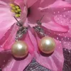 Boucles d'oreilles à tige, paire d'énormes boucles d'oreilles rondes en perles roses d'eau douce de 12 à 13mm