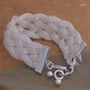 Link Armbänder AH003 Großhandel Geschenk Frauen Dame Schöne Hohe Qualität S925 Sterling Silber Farbe Mode Schmuck Mesh Weben Armband Aarairya