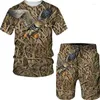 Survêtements pour hommes Wild Animal Camouflage Chasse T-shirt Ensemble 3D Summer Tee Shorts Costume Mode Casual Col Rond Manches Courtes Sports