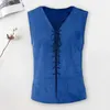 Men's Vests Slim Fit Vest Vintage Pirate Medieval Lace Up V Neck Sleeveless Tank Top For Cosplay Halloween Party Role Play Men