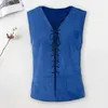 Mäns västar Slim Fit Vest Vintage Pirate Medieval Lace Up V Neck Sleeveless Tank Top för Cosplay Halloween Party Role Play Men