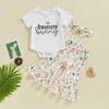 Ensembles de vêtements Born Baby Girl Tenue de Pâques Honey Romper Pantalon évasé Bandeau Été 0-18M