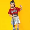 Scene Wear Boy Girl Jazz Dance Costumes For Girls Cheerleader Clothes Kid Hip Hop Paljett Suit Child Ballroom Dancing Set