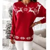Swetery kobiet 2024 Zimowe Boże Narodzenie Kobiety Kniting Druku