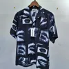 Camisas casuais masculinas multi lip print wacko maria preto branco curto para homens mulheres streetwear camisa solta roupas japão