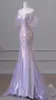 Runway Dresses Gorgeous Purple Blue Celebrity Pearl Beading Chain Off The Shoulder Mermaid Glitter Sequins Floor Length Saudi Prom Gown