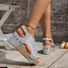 Sandals Gold Silver Glitter Chunky Platform Women Summer Peep Toe Wedges Woman Retro Back Strap Shoes Big Size