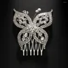 Hair Clips Elegant Wedding Butterfly Hairpin Bridal Insert Comb Jewelry Exquisite Bling Rhinestone Headpiece Accessories