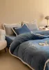 Navy blue winter king size designer bedding set ugh sheepskin purple orange milk velvet duvet cover bed sheet with 2 pillowcases ugh queen size comforters sets covers