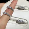 Cluster Rings 925 Sterling Silver Wedding Open Adjustable Simple Geometric Marquise Eye Shape Micro Pave Shiny Cubic Zircon Women Ring