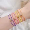 Charm Armbanden 2024 Touw Armband Kleine Drie Kleuren Cirkel Wax String Hand Chain Verstelbare Voor Vrouwen Vakantie Feest Sieraden