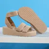 Sandals Fashion Spring And Summer Women Thick Bottom Wedge Heel Elastic Band Slip On With Arch Support For