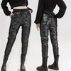 Spodnie damskie moda czarne zimowe ciepłe spodnie kobietom błyszczące 2024 noszenie śniegu wodoodporne wiatroodporne